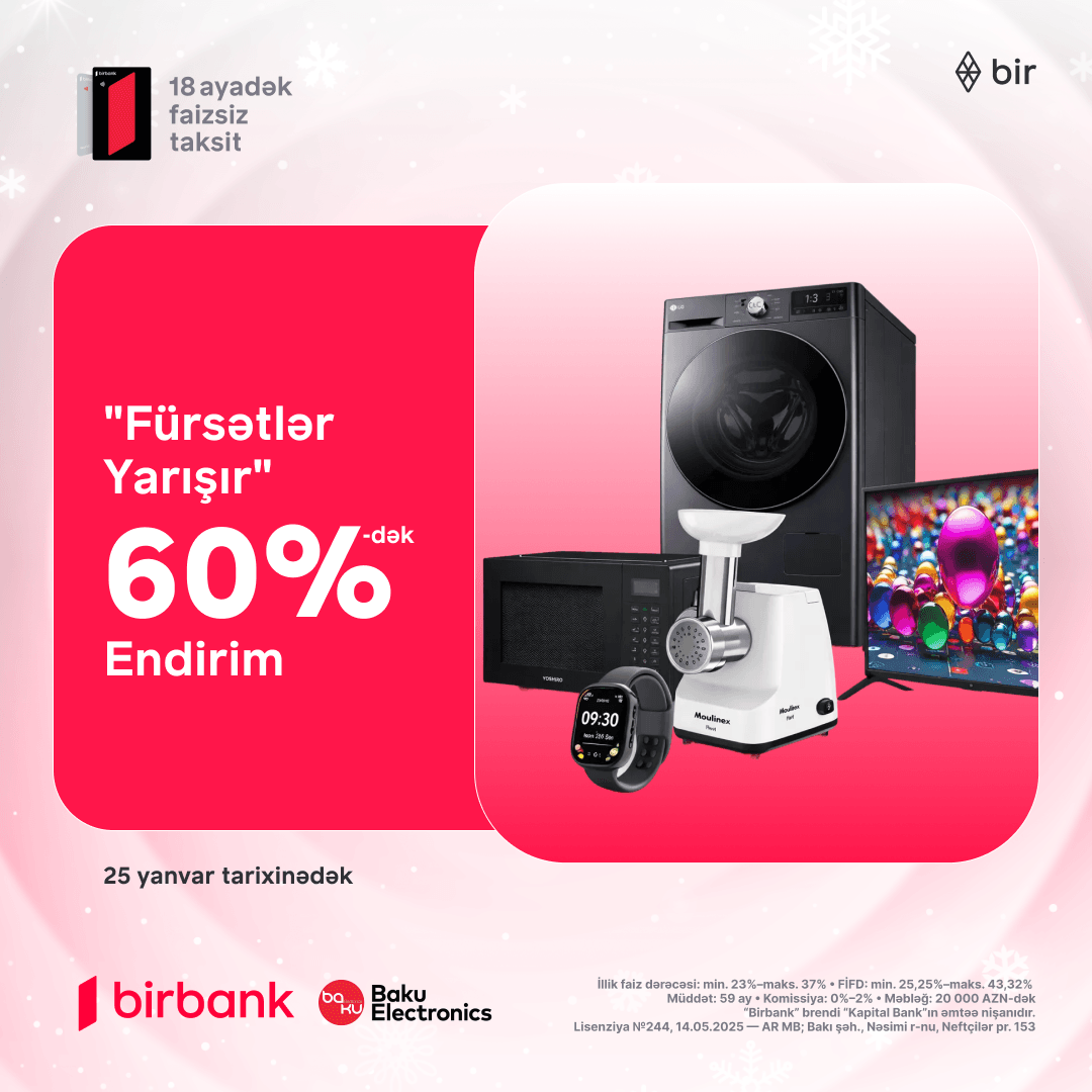 Baku Electronics-də 60%-dək endirimlərlə fürsətlər yarışır!
