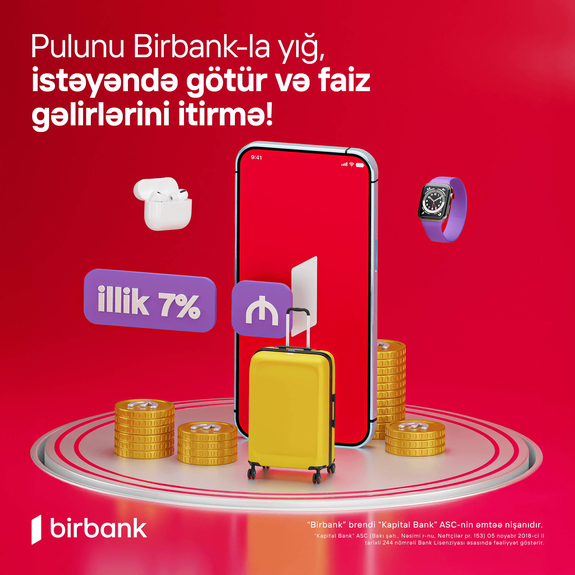 Birbank-da Yığım hesabı: pulunuz illik 7% gəlir gətirsin