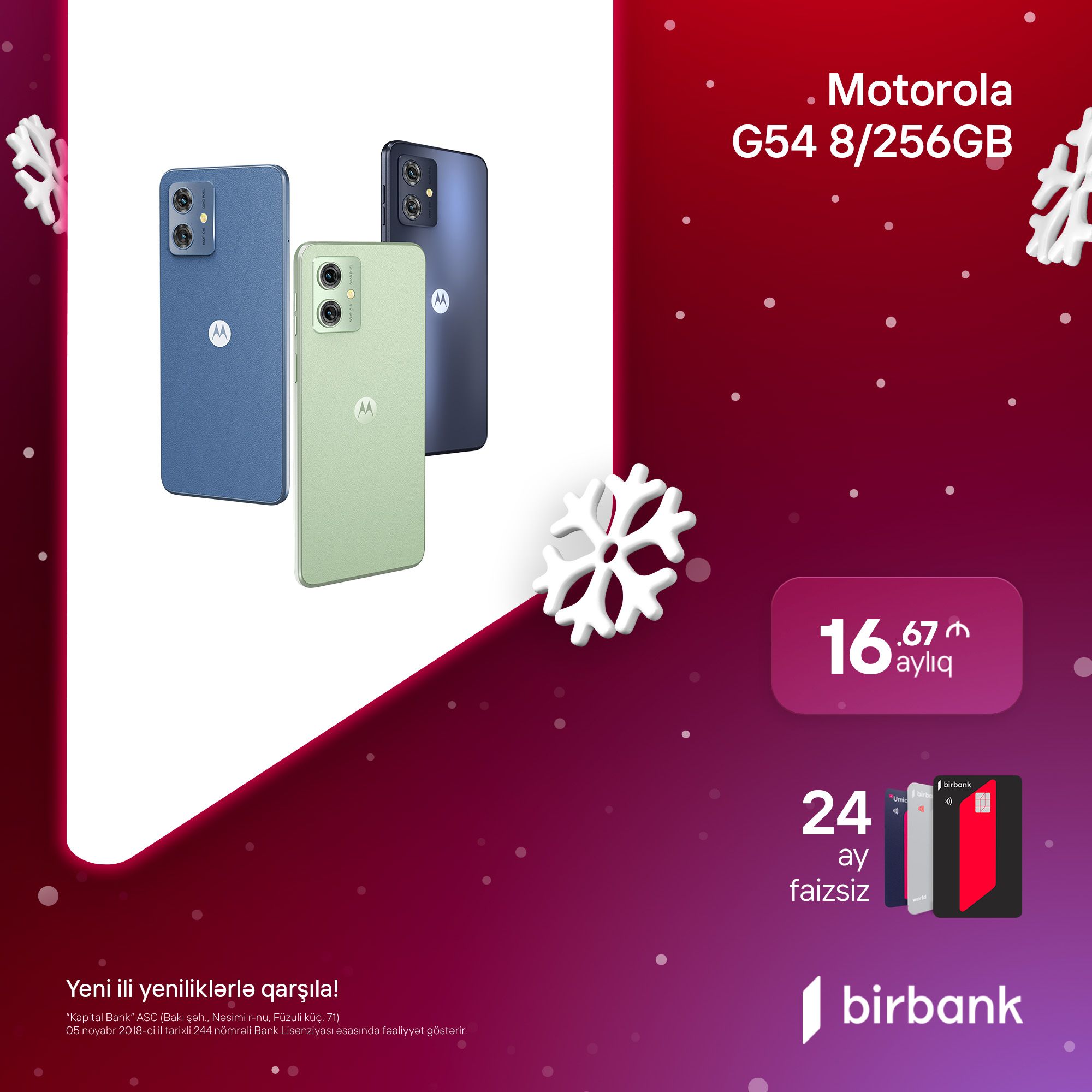Motorola smartfonlarına 24 aylıq faizsiz taksit
