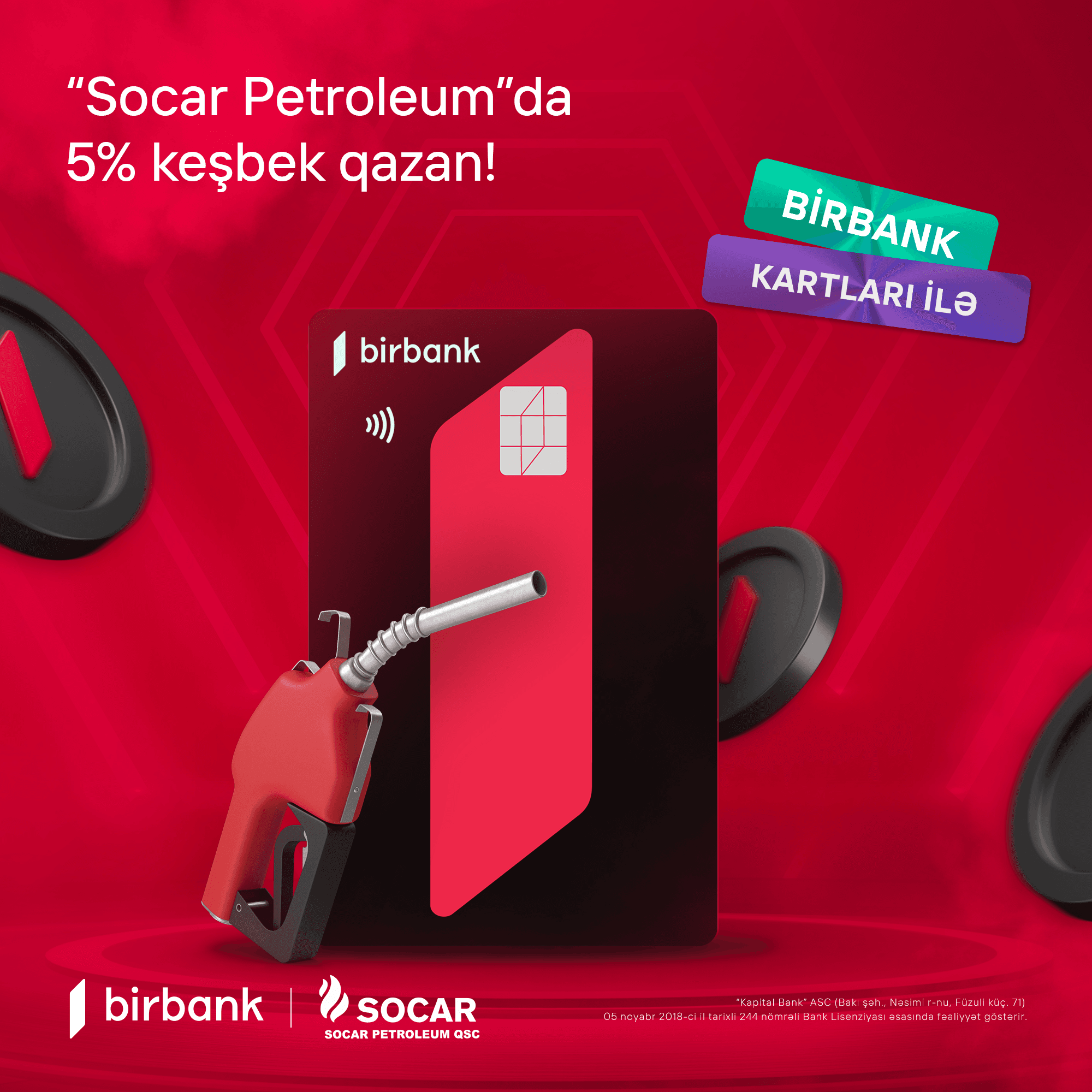 Yeni açılmış "SOCAR Petroleum"larda Birbank kartlarına 5% keşbek