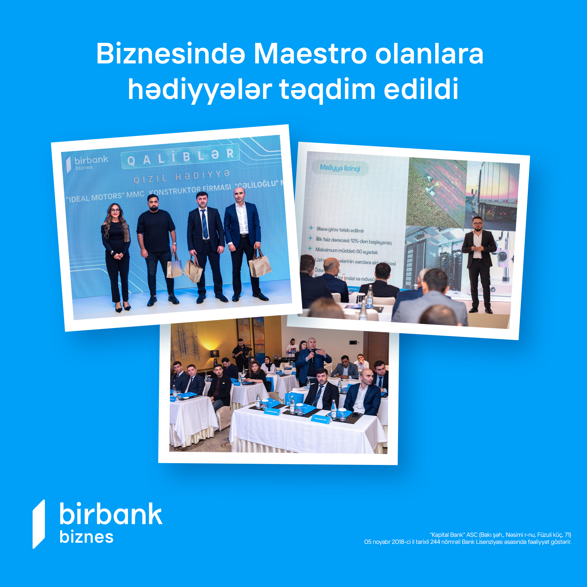 Rewards presented to entrepreneurs subscribed to the Maestro tariff