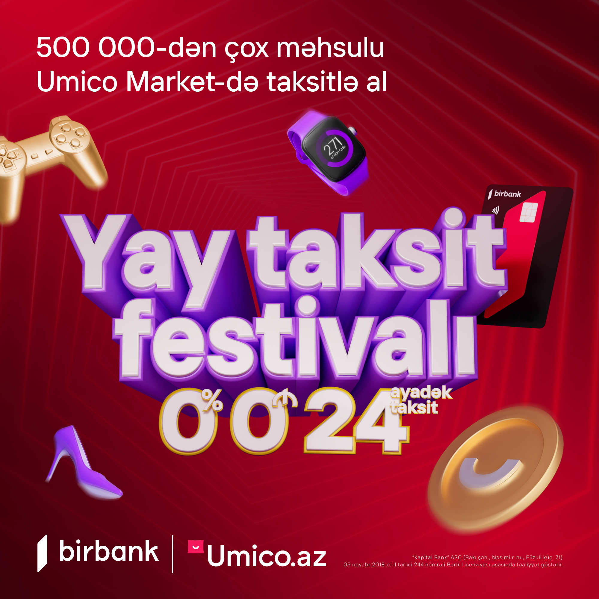 Birbank taksit kartları ilə 500 000-dən çox məhsulu 24 ayadək faizsiz taksitlə alın