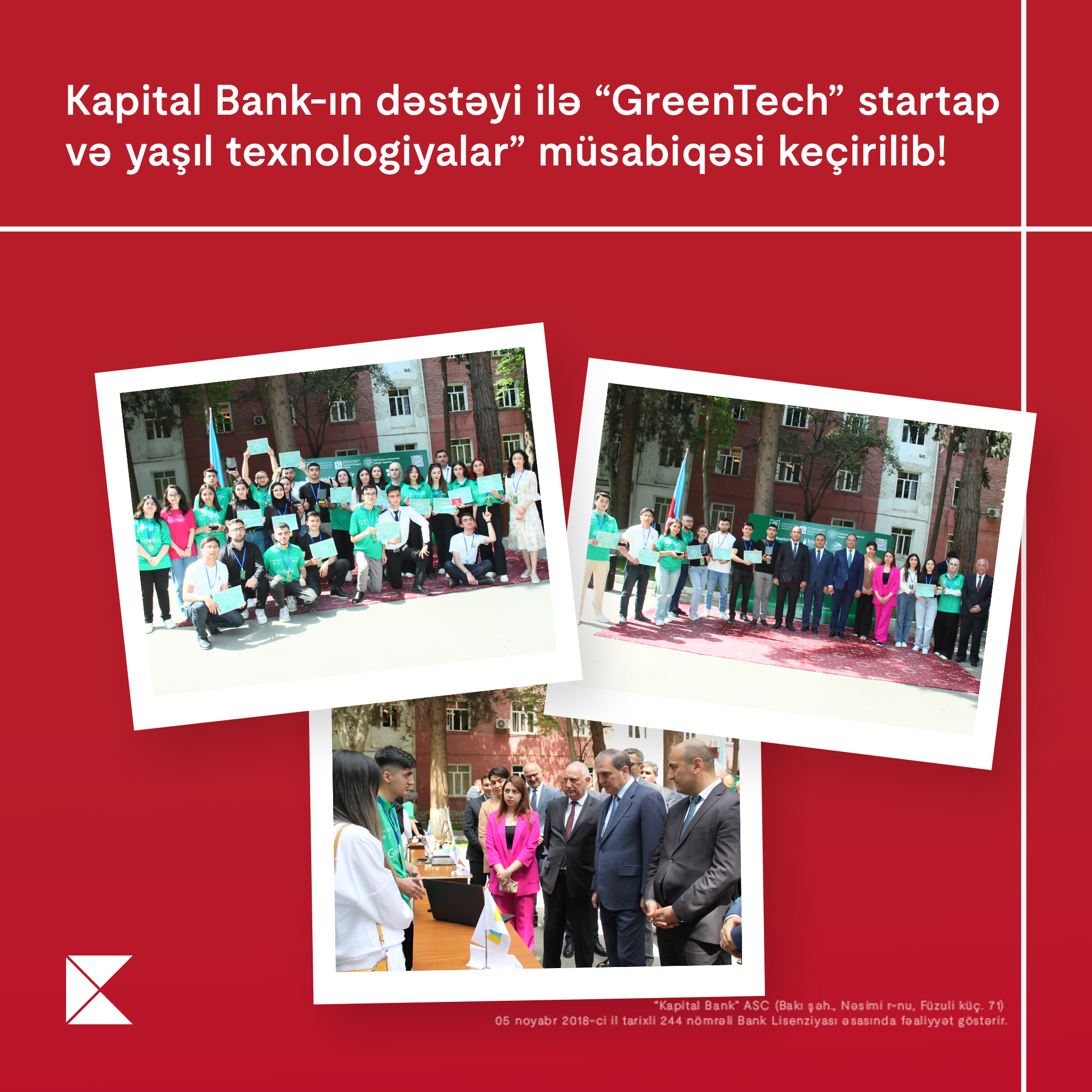 GreenTech startup and sustainable technologies competition held with Kapital Bank's support