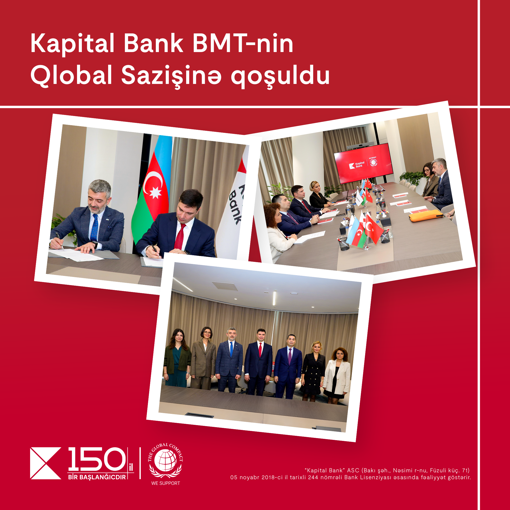 Kapital Bank BMT-nin Qlobal Sazişinə qoşuldu: dayanıqlı inkişaf üçün yeni əməkdaşlıq