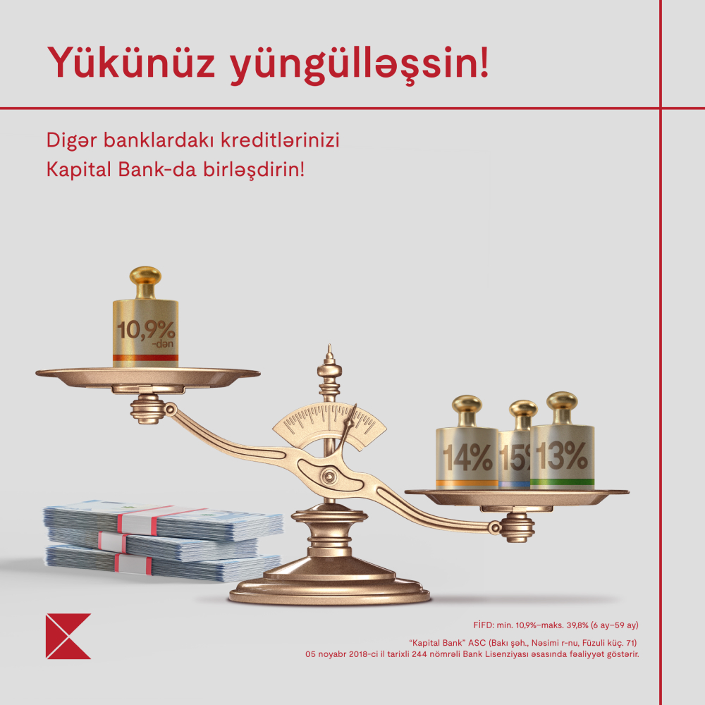 Kreditlərinizi Kapital Bank-a gətirin, daha sərfəli şərtlər əldə edin