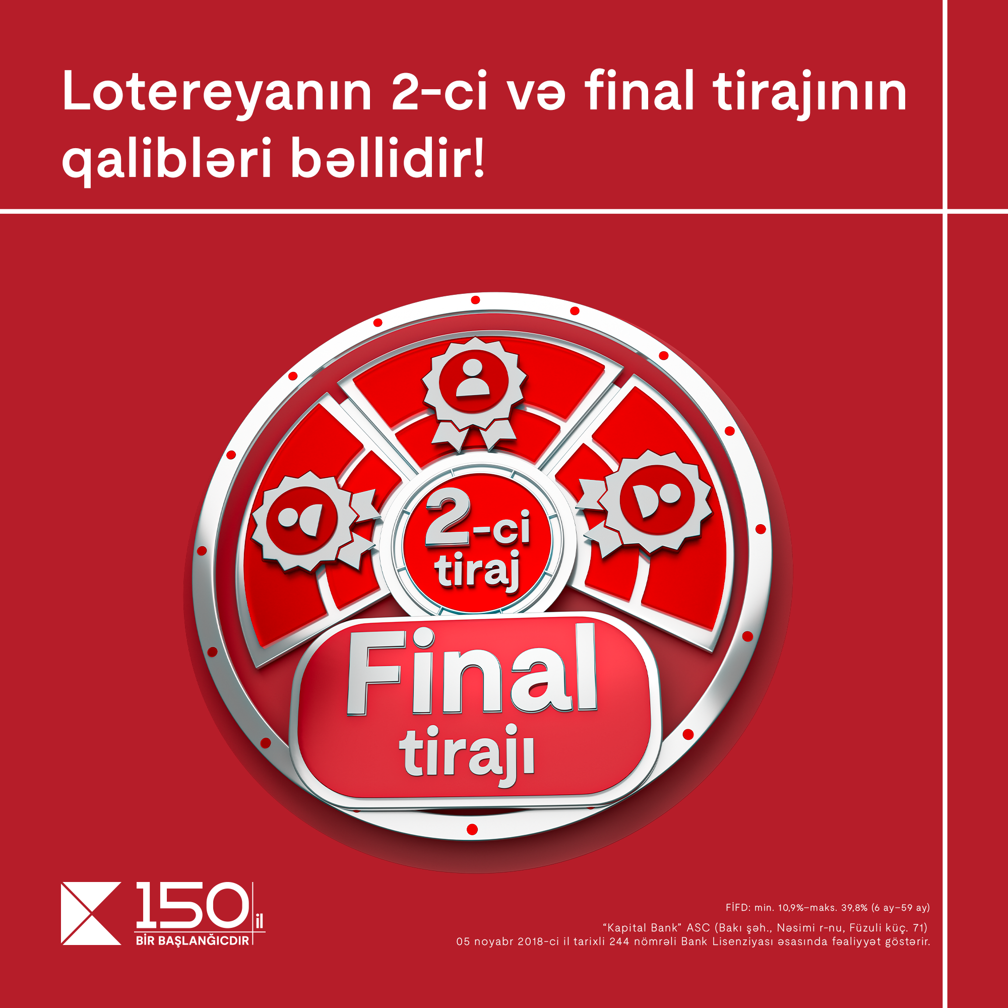 Kapital Bank-ın nağd kredit lotereyasının final tirajının qalibləri bəlli oldu